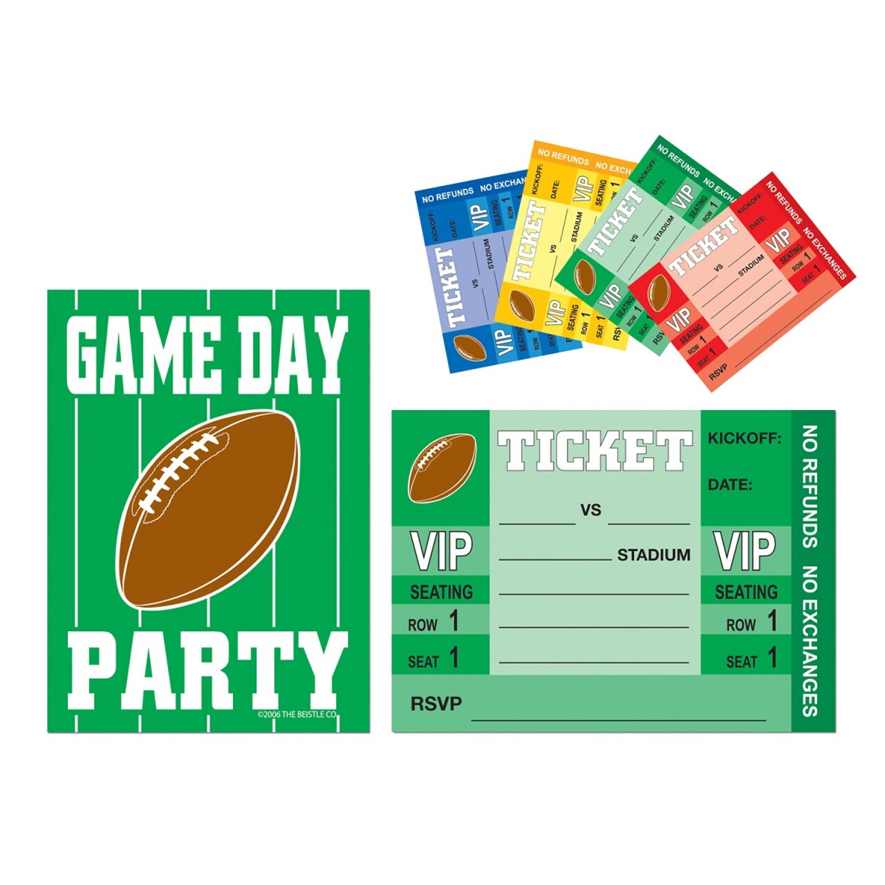 Party Central Club Pack of 96 Green and White Game Day Football Party Invitations 5.5"